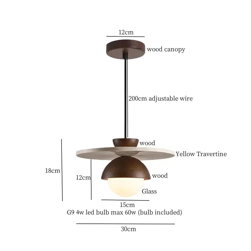 Black travertine led pendant light dining room lava stone globe