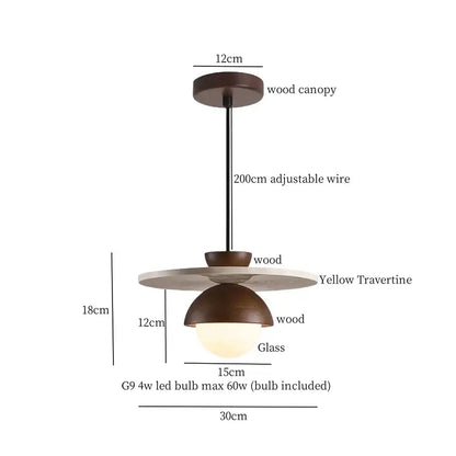 Black travertine led pendant light dining room lava stone globe