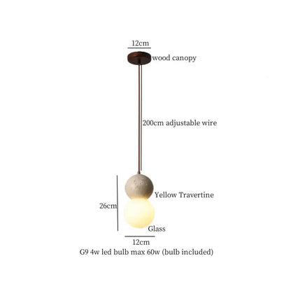 Black travertine led pendant light dining room lava stone globe