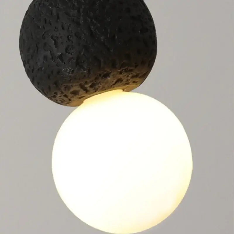 Black travertine led pendant light dining room lava stone globe