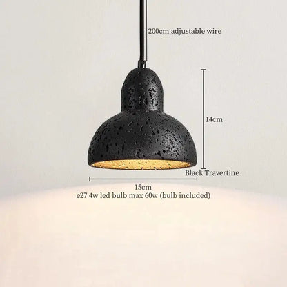 Black travertine wabi sabi pendant light kitchen glass ball lamp