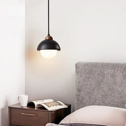 Black travertine wabi sabi pendant light kitchen glass ball lamp