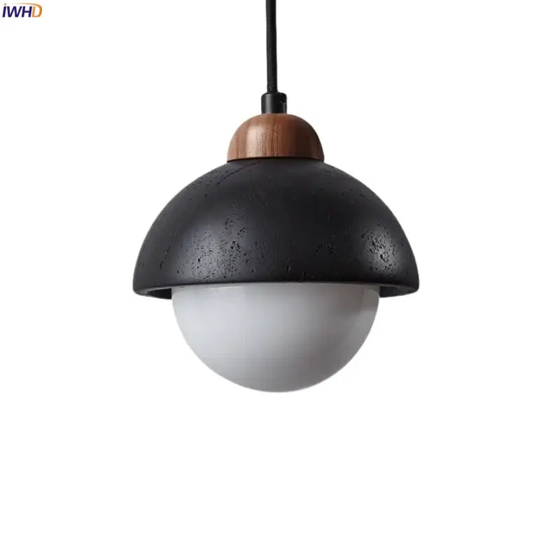 Black travertine wabi sabi pendant light kitchen glass ball lamp