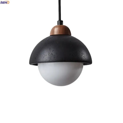 Black travertine wabi sabi pendant light kitchen glass ball lamp