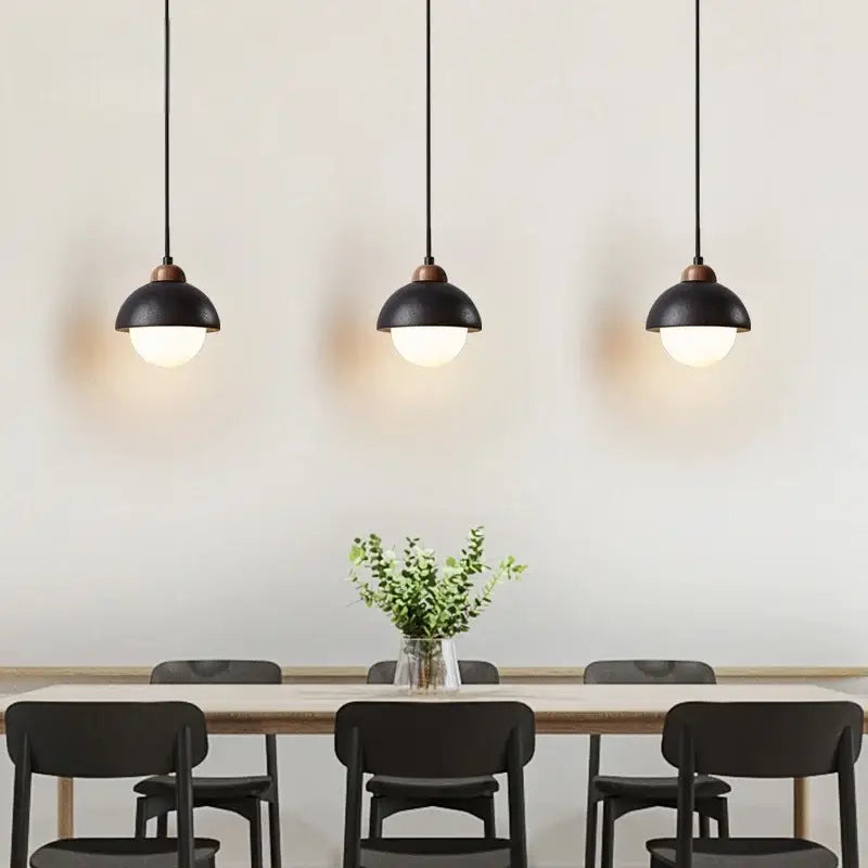 Black travertine wabi sabi pendant light kitchen glass ball lamp