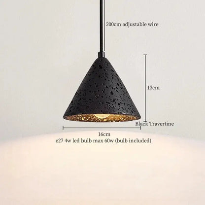 Black travertine wabi sabi pendant light kitchen glass ball lamp
