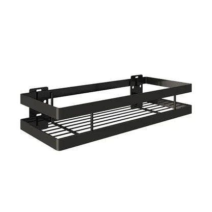 Black two tier metal bathroom shelf shower storage basket