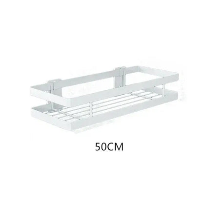 Black two tier metal bathroom shelf shower storage basket