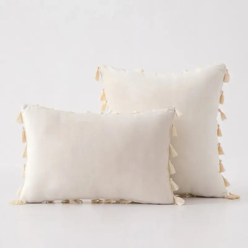 Black velvet tassel fringe pillow cover for living room sofa