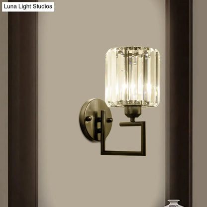 DecorBites™ Black Wall-Mounted Crystal Sconce with Contemporary Cylindrical Design