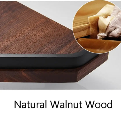 Black walnut bathroom set with corner shelf and storage accessories