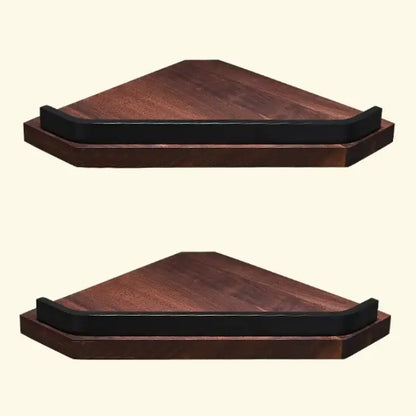 Black walnut bathroom set with corner shelf and storage accessories