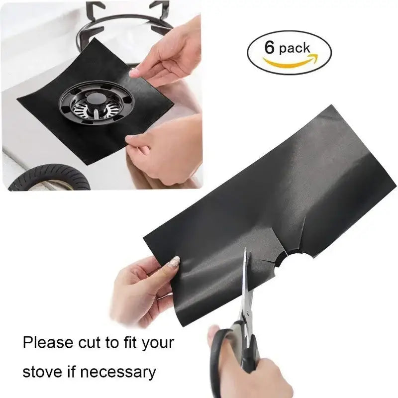 Black washable gas stove surface protector 6-pack kitchen mats