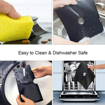 Black washable gas stove surface protector 6-pack kitchen mats