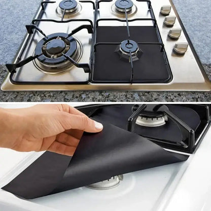Black washable gas stove surface protector 6-pack kitchen mats