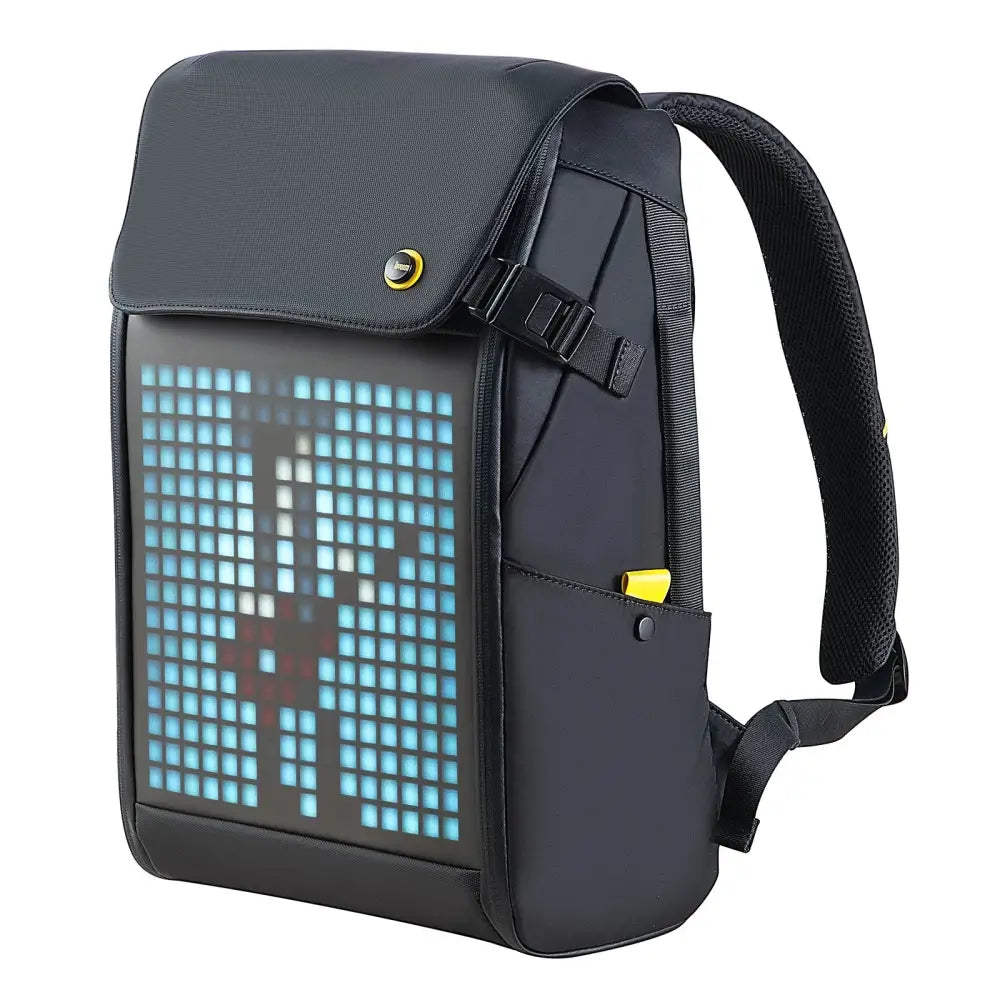Black waterproof laptop backpack with blue rgb led screen bedroom