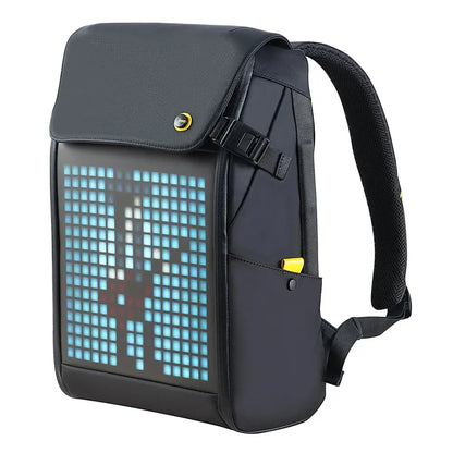 Black waterproof laptop backpack with blue rgb led screen bedroom