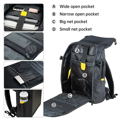 Black waterproof laptop backpack with blue rgb led screen bedroom
