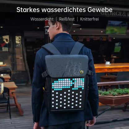 Black waterproof laptop backpack with blue rgb led screen bedroom