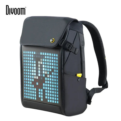 Black waterproof laptop backpack with blue rgb led screen bedroom