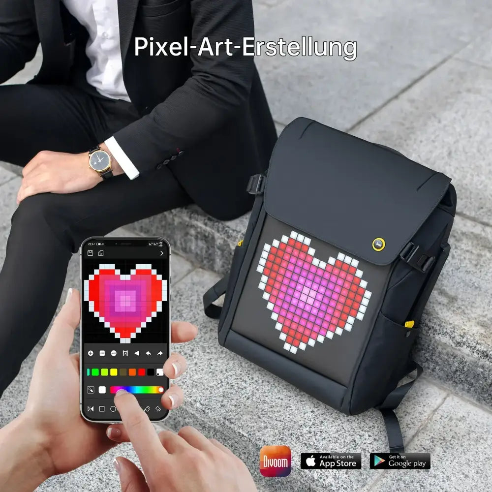 Black waterproof laptop backpack with blue rgb led screen bedroom