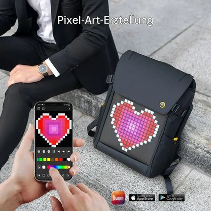 Black waterproof laptop backpack with blue rgb led screen bedroom
