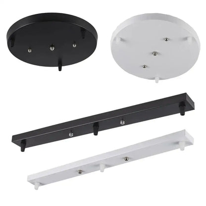 Black & white 3 head pendant light base canopy plate dining room