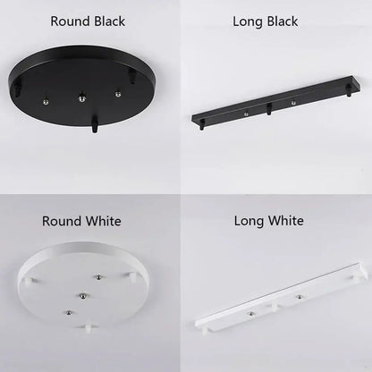 Black & white 3 head pendant light base canopy plate dining room