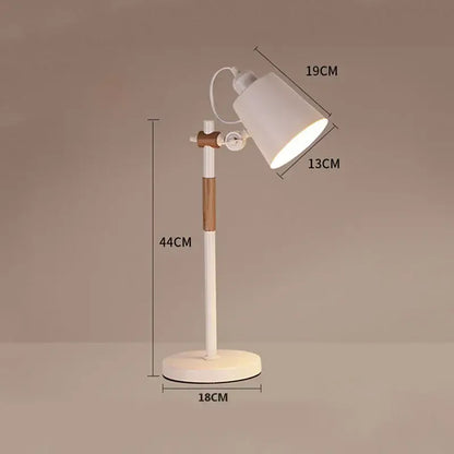 Black & white adjustable wood desk lamp for bedroom study
