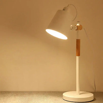 Black & white adjustable wood desk lamp for bedroom study