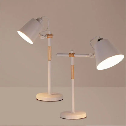 Black & white adjustable wood desk lamp for bedroom study
