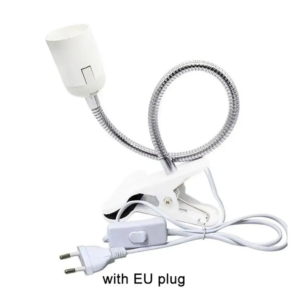 Black & white flexible gooseneck desk light bedroom clip lamp