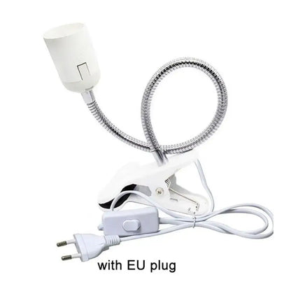 Black & white flexible gooseneck desk light bedroom clip lamp