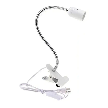 Black & white flexible gooseneck desk light bedroom clip lamp