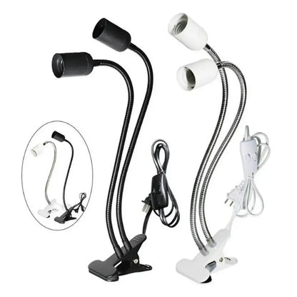 Black & white flexible gooseneck desk light bedroom clip lamp