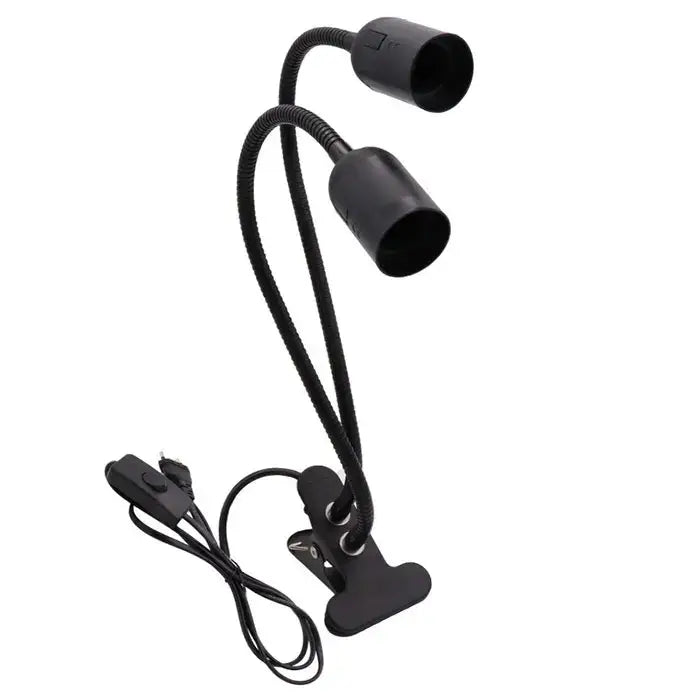Black & white flexible gooseneck desk light bedroom clip lamp