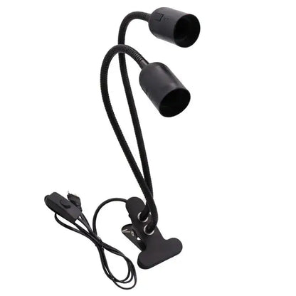 Black & white flexible gooseneck desk light bedroom clip lamp