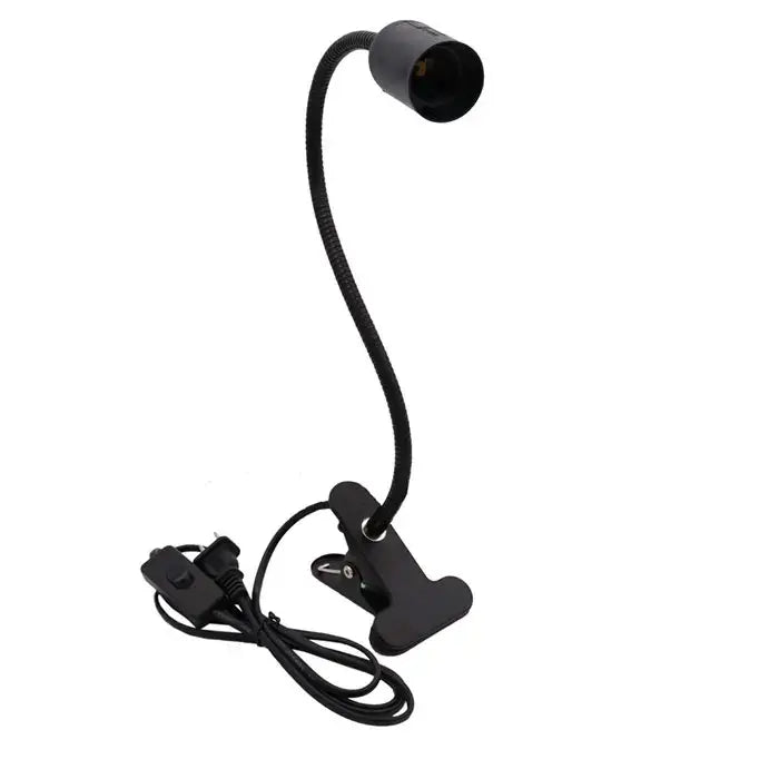 Black & white flexible gooseneck desk light bedroom clip lamp