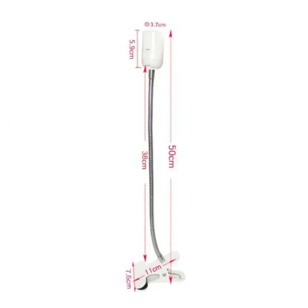 Black & white flexible gooseneck desk light bedroom clip lamp