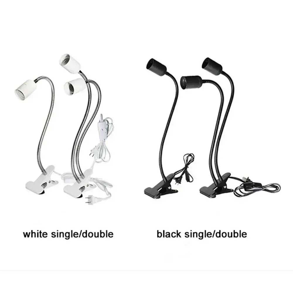 Black & white flexible gooseneck desk light bedroom clip lamp