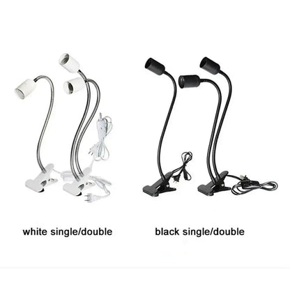 Black & white flexible gooseneck desk light bedroom clip lamp