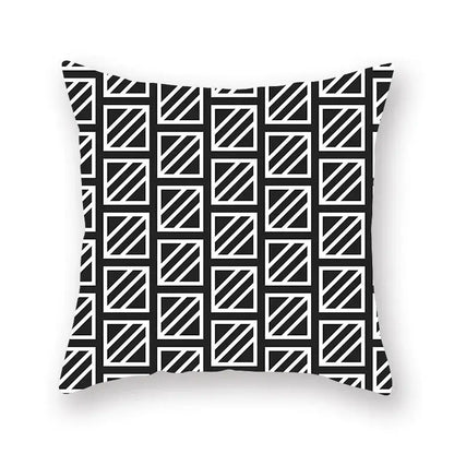 Black white & gold geometric star stripe print pillowcase bedroom decor