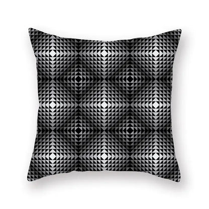 Black white & gold geometric star stripe print pillowcase bedroom decor