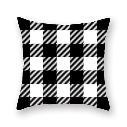 Black white & gold geometric star stripe print pillowcase bedroom decor