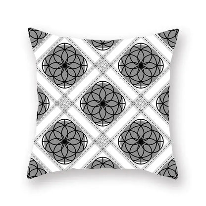 Black white & gold geometric star stripe print pillowcase bedroom decor