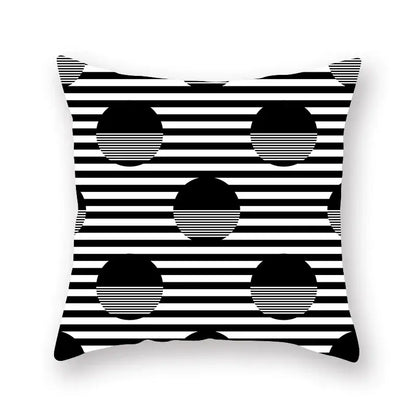 Black white & gold geometric star stripe print pillowcase bedroom decor