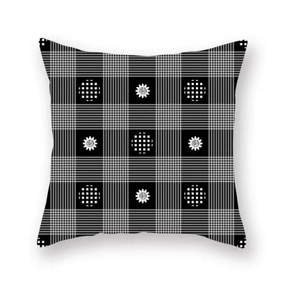 Black white & gold geometric star stripe print pillowcase bedroom decor