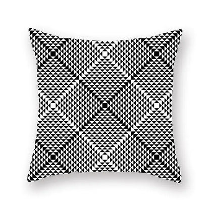 Black white & gold geometric star stripe print pillowcase bedroom decor