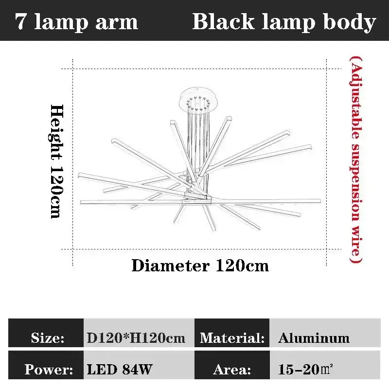 Black & white nordic minimalist chandelier living room led light