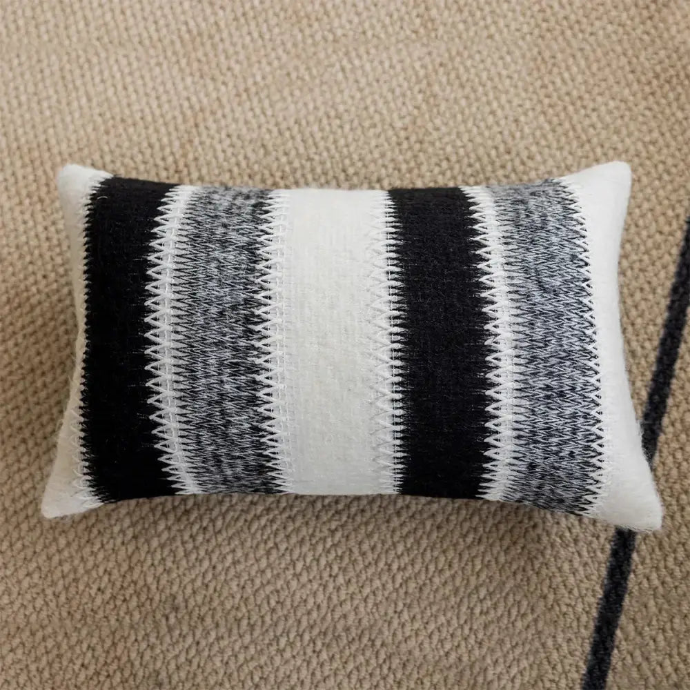 Black & white striped knitted crochet cushion cover living room